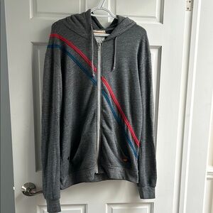 Aviator Nation Gray and Red Zip Up Sweater